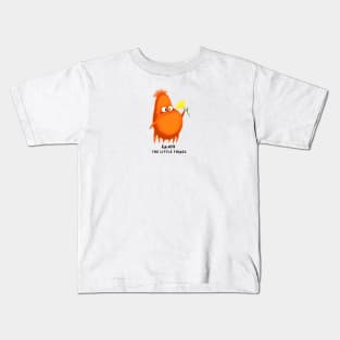 Enjoy the little things. Cute orange monster with yellow flower Kids T-Shirt